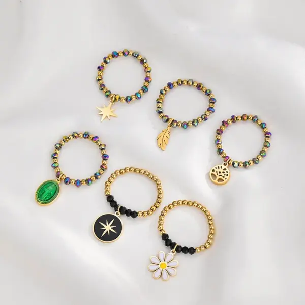 PVD Coated Real Gold Plated 14K Gold Geometric 304 Stainless Steel Simple Style Waterproof Non Tarnish Rings