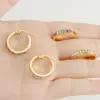 Wholesale 1 Pair Lady Geometric Inlay Titanium Steel Rhinestones 18k Gold Plated Hoop Earrings