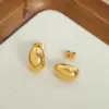 304 Stainless Steel Solid Color PVD Coated 18K Gold Plated Real Gold Plated 18K Gold Simple Style Waterproof Non Tarnish Plating Gold Sier Ear Studs