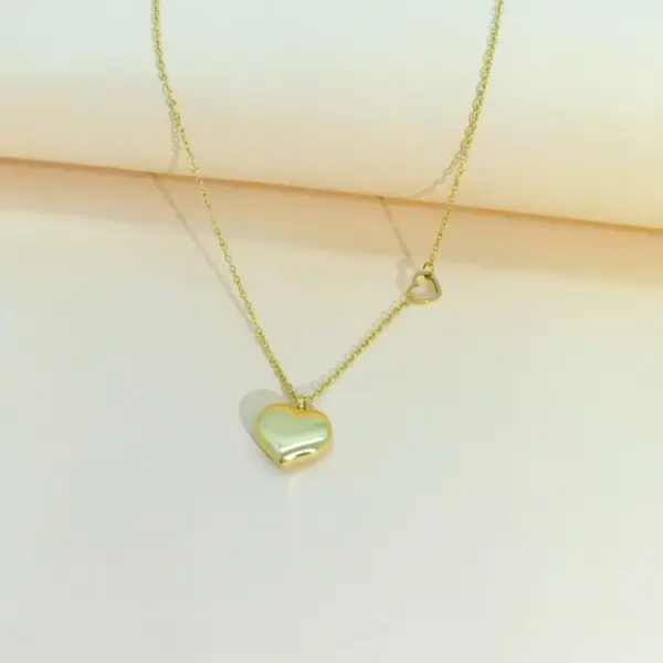 PVD Coated 18K Gold Plated Heart Shape 304 Stainless Steel Fashion Waterproof Non Tarnish 304 Stainless Steel Pendant Necklace