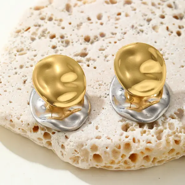 Wholesale PVD Coated Real Gold Plated 18K Gold Irregular Geometric 304 Stainless Steel Luxurious Queen Simple Style Waterproof Non Tarnish Ear Studs