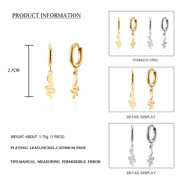 Fashion Animal 304 Stainless Steel No Inlaid 18K Gold Plated Earrings