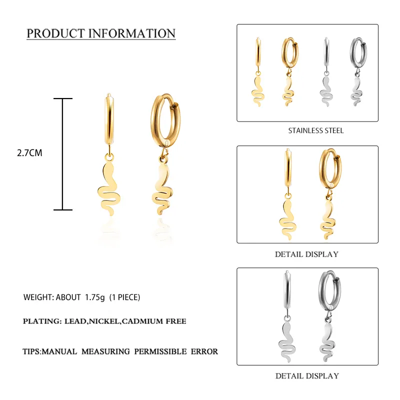 Wholesale Fashion Animal 304 Stainless Steel No Inlaid 18K Gold Plated Earrings
