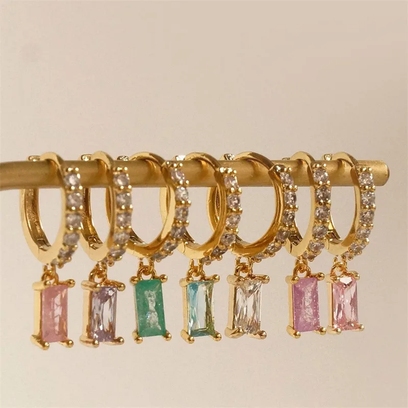 Wholesale Rectangular Pendant Brass Fashion Earrings Wholesale Jewelry Nihaojewelry