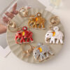 Wholesale Retro Color Diamond-encrusted Elephant Car Keychain Metal Animal Bag Pendant Key Chain Small Gift