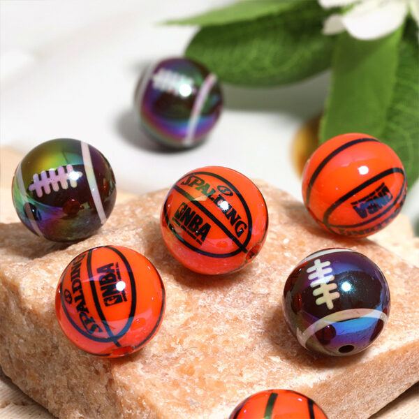 Wholesale Basketball and rugby ball colored acrylic beads