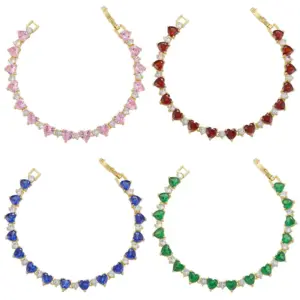 Wholesale Simple Style Heart Shape Copper Plating Zircon Bracelets 1 Piece