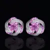 Fashion Flower Diamond Copper Artificial Gemstones Earrings