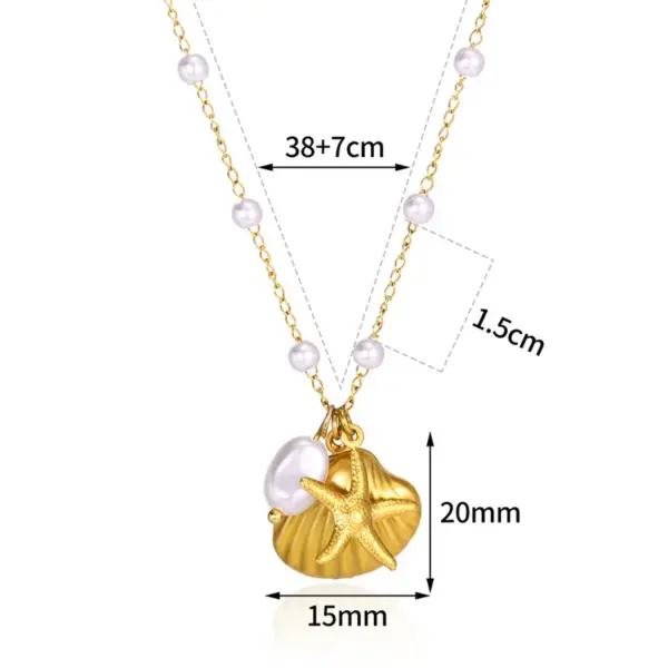 PVD Coated Real Gold Plated Starfish Shell 304 Stainless Steel Basic Modern Style Classic Style Waterproof Non Tarnish 304 Stainless Steel Lobster Trigger Clasp Closure Pendant Necklace