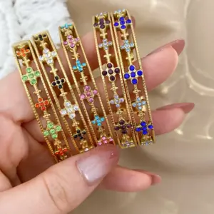 Wholesale Elegant Cross Pattern Titanium Steel Bracelet High-End Design Sensation Small Audience Gold Plated