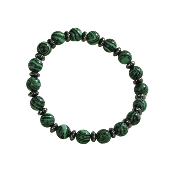 Wholesale New Green Peacock Beaded Bracelet Cross-Border Hot Selling Punk Style Men's Round Bead Beaded Bracelet Street Stall Batch Goods