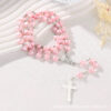 Wholesale Love pink rosary necklace cross jewelry