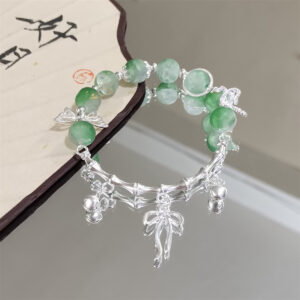 Green moon bead half bracelet bow bracelet