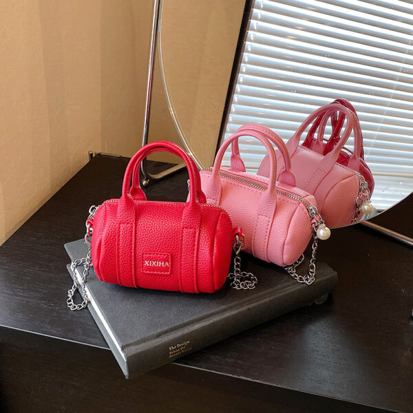 Wholesale Children's Girl Baby Pillow Bag Cylindrical Bag Simple Popular Shoulder Bag Parent-Child Style Fashionable Small Accessory Decor Bag