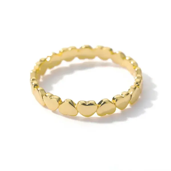 Wholesale PVD Coated Real Gold Plated Heart Stainless Steel Simple Style Waterproof Non Tarnish Rings
