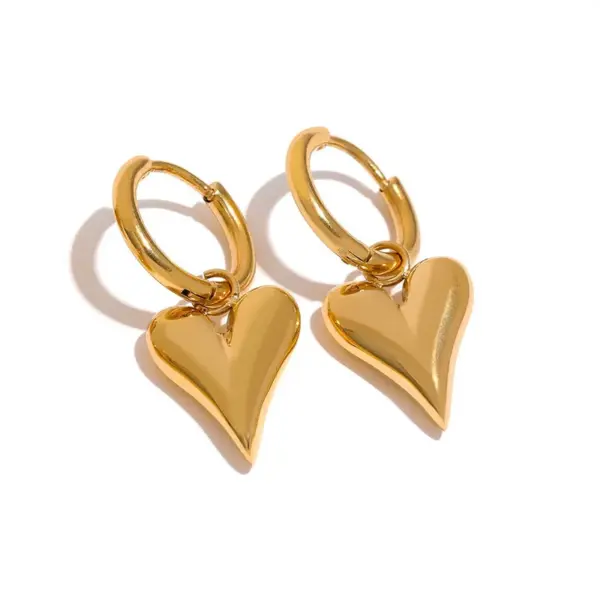 Wholesale Elegant Heart-shaped Hoop Earrings For Women 18K Gold Titanium Steel Non-fading Luxurious Fashion Jewelry Ear Clips Heart-shaped