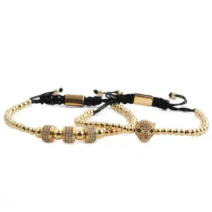 Wholesale Fashion New Lion Head Wheel Copper Bead Bracelet Set Hot-saling