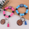 Wholesale Oval Gemstone Mom Key Bracelet Silicone Keychain Creative Gift Key Bracelet
