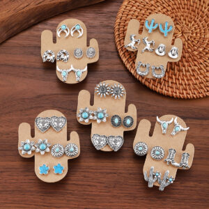 Wholesale Retro Bull Head Boots Various Styles Set Earrings