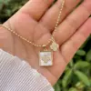 Wholesale Jewelry Retro Classic Style Cross Butterfly Airplane Copper Shell Zircon 18K Gold Plated Inlay Pendant Necklace