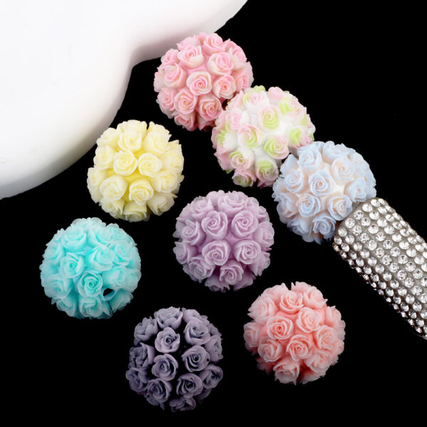 Wholesale Colorful rose luminous flower ball clay drill ball straight hole beads DIY