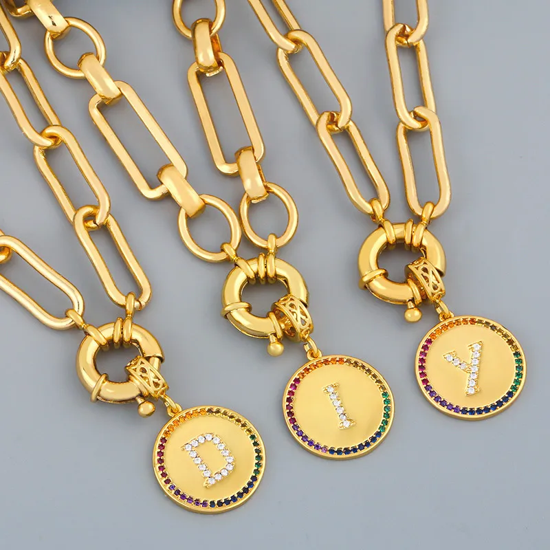Wholesale Alloy Inlaid Zircon Letter Necklace