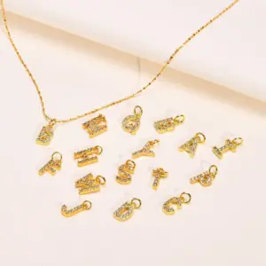 Wholesale Simple Style Letter 201 Stainless Steel Copper Inlay Artificial Diamond Pendant Necklace