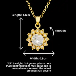 XL912 Rotating Rhombus Multi-Petal Flower Necklace / Gold