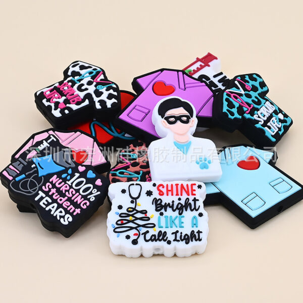 Wholesale [Hongzhou] doctors and nurses series drop glue cartoon silicone beads DIY jewelry accessories loose beads in stock