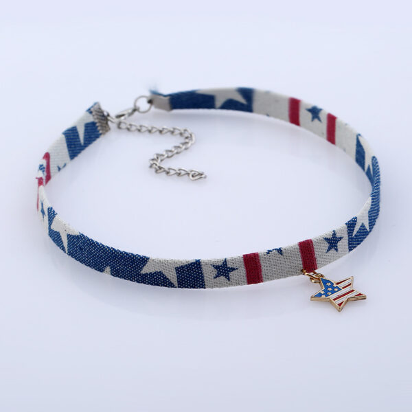 Wholesale New Denim Necklace Fashion Five-pointed Star Flag Necklace Independence Day Necklace All-match Jewelry Cross-border Hot Sale