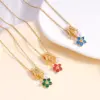 Wholesale Jewelry Glam Flower 304 Stainless Steel Copper Pendant Necklace Cable Chain
