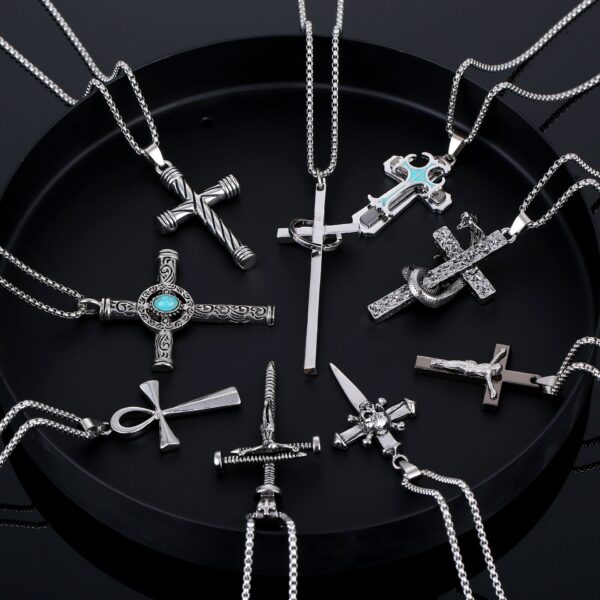 Wholesale Ins Style Necklace Men's Versatile Cross Sweater Chain Internet Celebrity Trendyy Aessories Titanium Steel Necklace