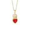 Wholesale Jewelry Vintage Style Classic Style Heart Shape Titanium Steel Copper Zircon Plating Pendant Necklace