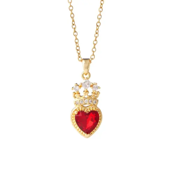 Wholesale Jewelry Vintage Style Classic Style Heart Shape Titanium Steel Copper Zircon Plating Pendant Necklace