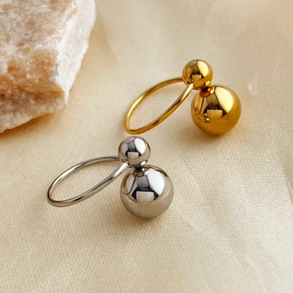 PVD Coated Real Gold Plated 18K Gold Solid Color 304 Stainless Steel Retro Luxurious Waterproof Non Tarnish Rings