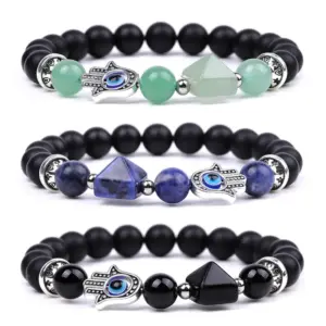 Wholesale Fashion Devil's Eye Palm Artificial Crystal Stone Irregular Beaded Polishing Bracelets 1 Piece