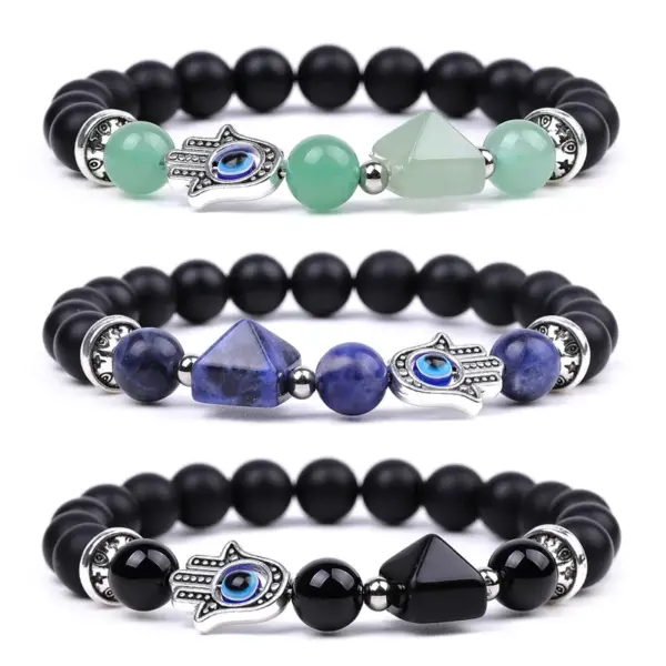 Wholesale Fashion Devil's Eye Palm Artificial Crystal Stone Irregular Beaded Polishing Bracelets 1 Piece