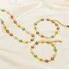Wholesale PVD Coated 14K Gold Real Gold Plated Flower 304 Stainless Steel Sweet Waterproof Non Tarnish Bracelets Anklet Necklace