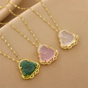 Wholesale Water Plating Vacuum Plating 18K Gold Plated 18K Gold Portrait 201 Stainless Steel Classical 201 Stainless Steel Pendant Necklace