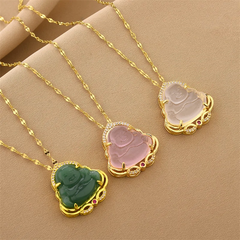 Wholesale Water Plating Vacuum Plating 18K Gold Plated 18K Gold Portrait 201 Stainless Steel Classical 201 Stainless Steel Pendant Necklace