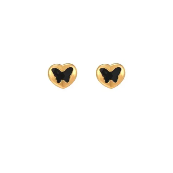 Wholesale PVD Coated 18K Gold Plated Heart Shape Stainless Steel Cute Waterproof Non Tarnish Ear Studs