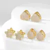 Wholesale 1 Pair Retro Star Water Droplets Heart Shape Plating Copper Zircon K Gold Plated Earrings
