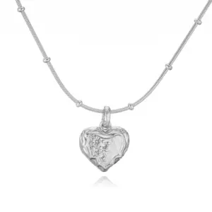White Gold Color Pleated Heart Bead Necklace