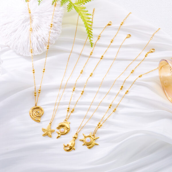 oly-1776bb4918a23e87e03ebe6c24943ef0 Wholesale Cross-border Stainless Steel Marine Series Necklace Women's Fashion All-match Niche Starfish Dolphin Conch Sun Pattern Necklace