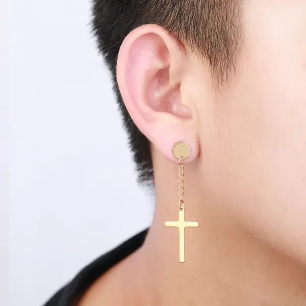 Wholesale Fashion Cross Stainless Steel Drop Earrings Plating Stainless Steel Earrings 1 Piece