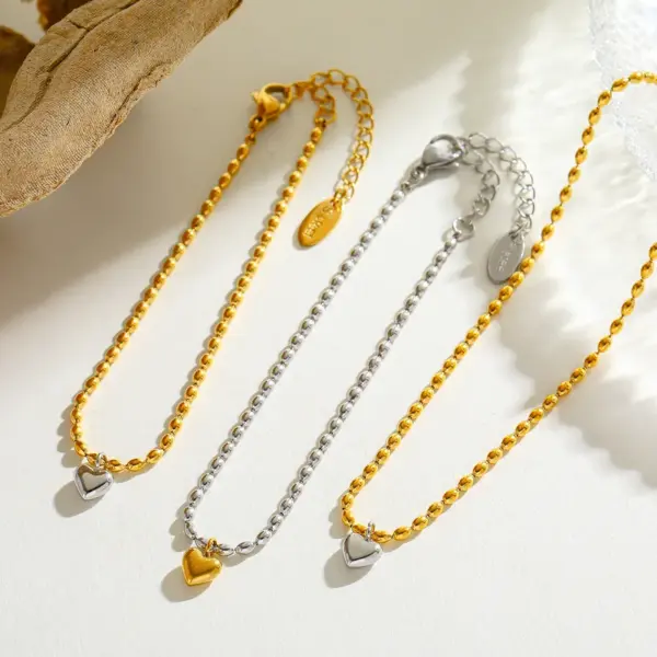 oly-177f48864c5b7762ff29b1c2da39fd1f Wholesale PVD Coated 18K Gold Plated Heart Shape 201 Stainless Steel 304 Stainless Steel Casual Sweet Waterproof Non Tarnish 201 Stainless Steel Necklace