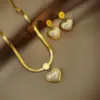 Wholesale PVD Coated Real Gold Plated 18K Gold Heart Shape 304 Stainless Steel Elegant Simple Style Waterproof Non Tarnish Earrings Necklace