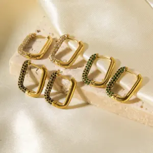 PVD Coated 18K Gold Real Gold Plated U Shape Stainless Steel Simple Style Waterproof Non Tarnish Earrings