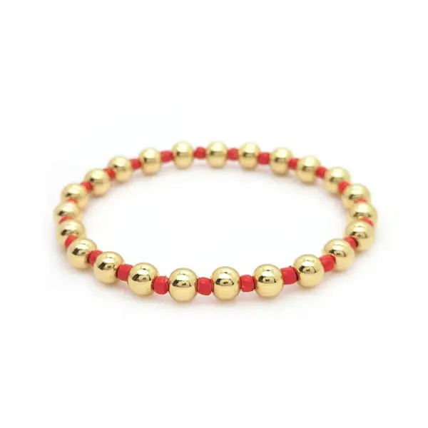 Wholesale Copper Ig Style Color Block Beaded Knitting Bracelets