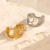 Wholesale Ion Plating (IP) 18K Gold Plated Irregular 304 Stainless Steel Elegant Glam Hip-Hop Waterproof Non Tarnish Open Rings